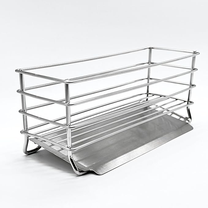 Sponge Holder for Kitchen Sink with Drip Tray | 304 Stainless Steel Sink Caddy | Kitchen Sink Organizer and Kitchen Sponge Holder | Rust Resistant Steel Frame Dish Caddy for Countertop