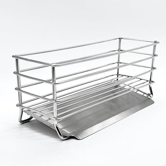 Sponge Holder for Kitchen Sink with Drip Tray | 304 Stainless Steel Sink Caddy | Kitchen Sink Organizer and Kitchen Sponge Holder | Rust Resistant Steel Frame Dish Caddy for Countertop