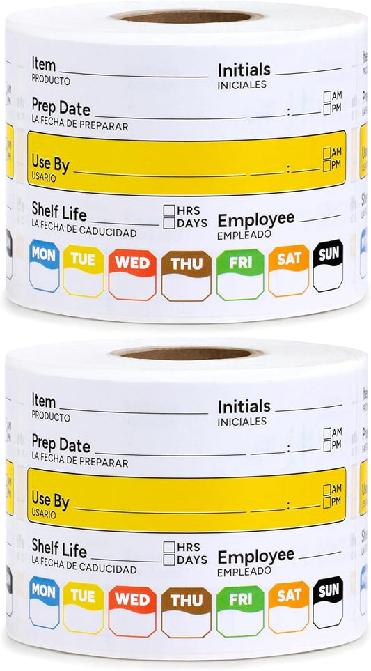 Restaurant Quality Shelf Life Food Rotation Labels Vinyl, 2” x 3” Self-Adhesive Removable Freezer Food Labels Stickers, Perfect for Reusable Containers, Food Date Sticker (Large, Count, 2)