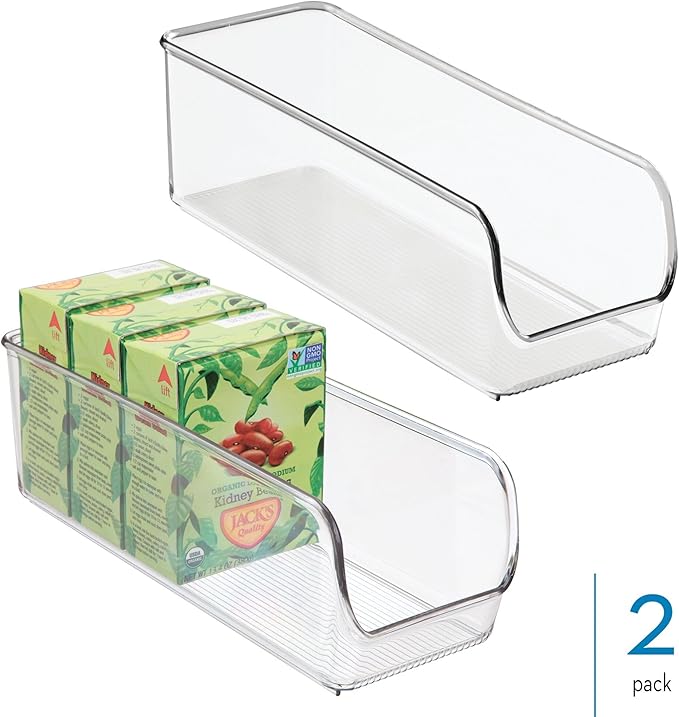 iDesign Narrow Pantry Bin for Kitchen or Cabinet Storage - Set of 2 - Clear