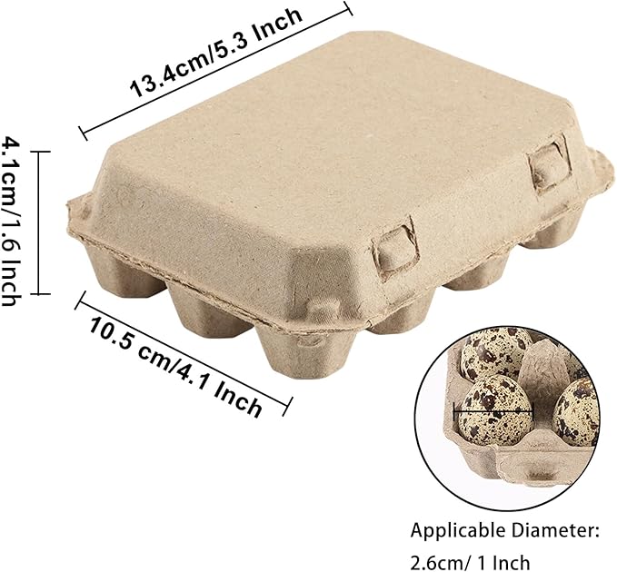 30 Pcs Quail Egg Cartons, Dozen Egg Box, 3x4 Blank Natural Color Pulp Paper Eggs Container, Egg Holder Reusable for 12 Count Quail Egg Carton Storage Strong Tray for Refrigerator