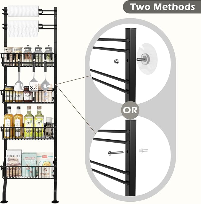 bukfen 6-Tier Slim Corner Shelf, Spice Rack Next to Fridge Slim, Narrow Storage Cabinet Organizer for Kitchen, Bathroom