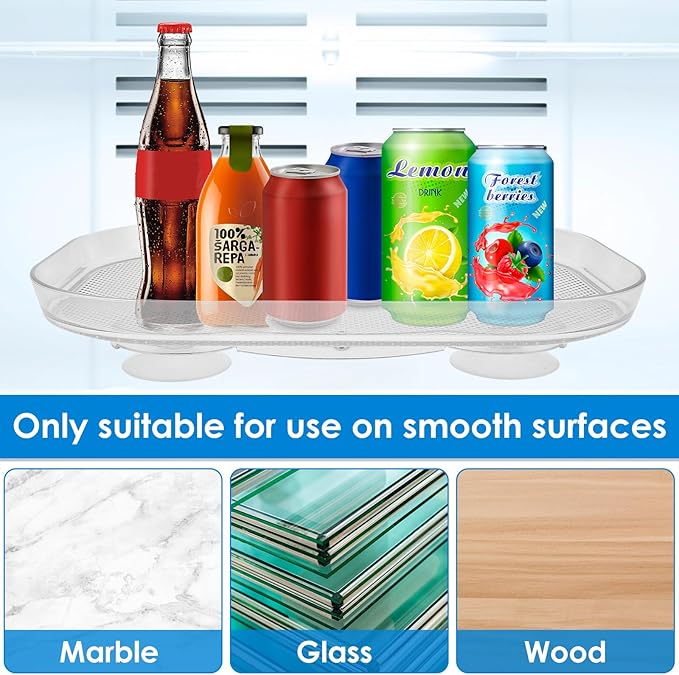 Txkrhwa Lazy Susan Turntable Organizer for Refrigerator 360 Degree Rotating Rack Clear Rectangular Turntable Tray Spice Rack for Kitchen Cabinet Countertop Pantry(Small 26 * 35cm)