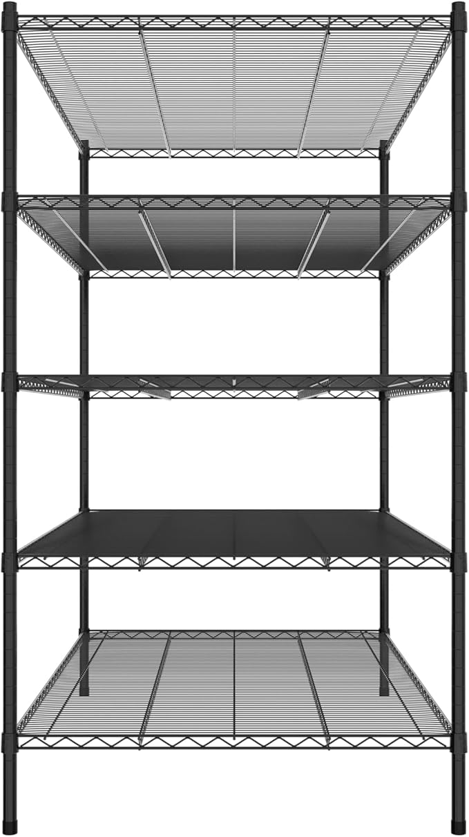 Commercial NSF Listed Black Epoxy Stationary Wire Shelving Kit 36" x 60" x 64", with 5 Shelves Perfect for Warehouse, Walk-in Refrigerator, Freezer, Grocery Store, Restaurant, Dishroom