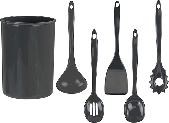 Calypso Basics by Reston Lloyd 6PC Melamine Utensil Holder Set, Rust-Free