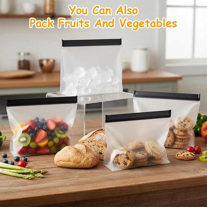 PercyEffie 12 Pack Reusable Ice Storage Bags Leak Proof Freezer Bags with Secure Zip Seal Storage Container for Travel Food Ice Food Travel Holder Container Whiskey Bourbon Cocktails