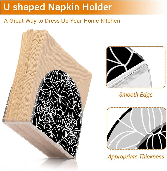 Halloween Spiderweb Napkin Holder for Table Paper Napkins Holder Acrylic Tissue Dispenser Kitchen Dining Room Bathroom Party Car Decor