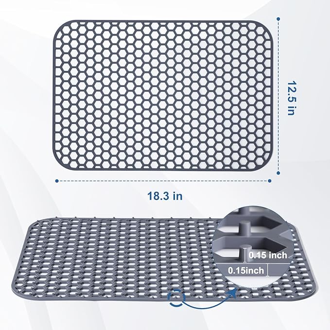 Bestjing Silicone Sink Protector for Kitchen Sink - 18.3''x12.5'' Kitchen Grid Accessory, Non-slip Heat Resistant Grid Dry Mat for Bottom of Porcelain Stainless Steel, Dishwasher Safe