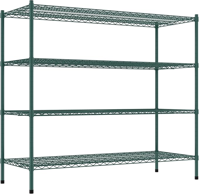 Commercial NSF Listed Green Epoxy Stationary Wire Shelving Kit 24" x 60" x 54", with 4 Shelves Perfect for Warehouse, Walk-in Refrigerator, Freezer, Grocery Store, Restaurant, Dishroom