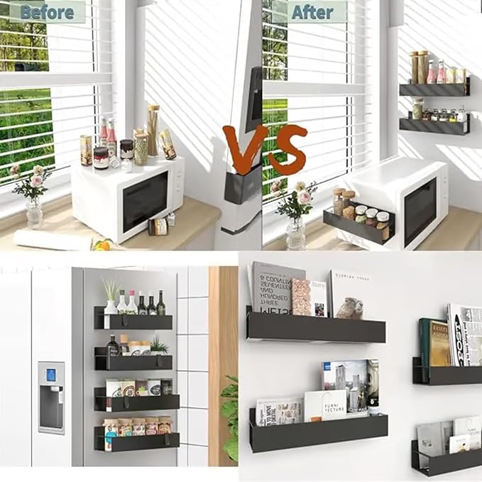 Punch-Free Magnetic Storage Rack Organize, Space-Saving Kitchen Organizer, Magnetic Spice Rack For Refrigerator, Kitchen Organizer And Storage Shelf (c)