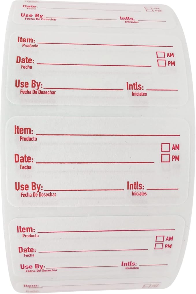 ATL Direct 2x1 Dissolvable Food Labels, 1000 Label Stickers, Bottle Labels for Storage Bins, Sticker Labels for Food containers, (1000, Red)