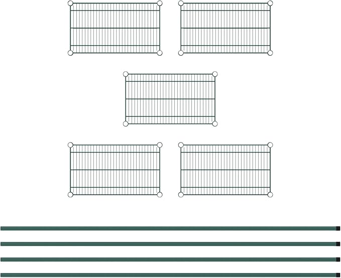 Commercial NSF Listed Green Epoxy Stationary Wire Shelving Kit 14" x 24" x 86", with 5 Shelves Perfect for Warehouse, Walk-in Refrigerator, Freezer, Grocery Store, Restaurant, Dishroom
