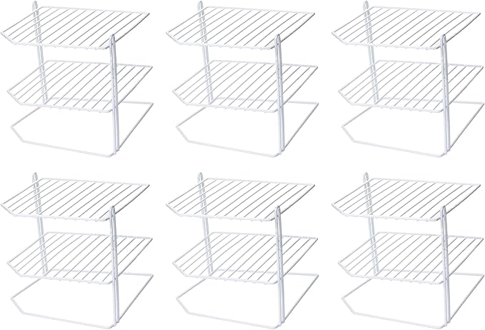 YBM HOME 3-Tier Corner Shelf Counter and Cabinet Organizer, White, Pack of 6