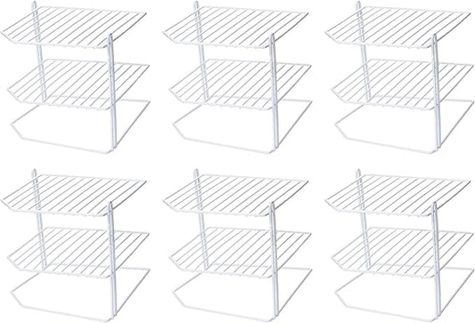 YBM HOME 3-Tier Corner Shelf Counter and Cabinet Organizer, White, Pack of 6