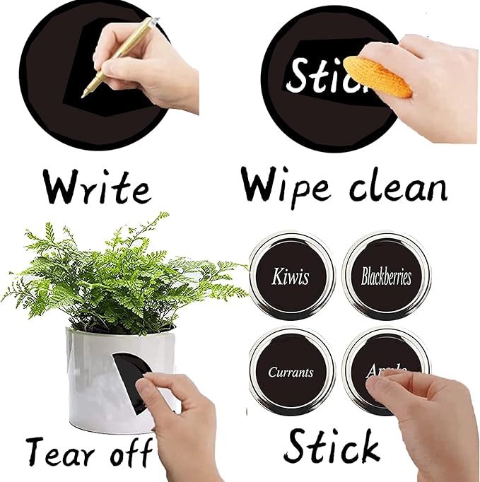 300 Blank Spice Jars Labels –1.5" Round Chalkboard Kitchen Pantry Labels for Canning,Mason or Spice Jars – Waterproof & Repeatable Kitchen Pantry Label Blackboard Stickers Household Organizing Label