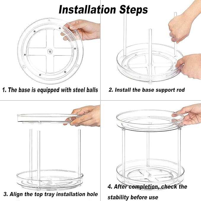 Lazy Susan Turntable Organizer, 9.25 inch Clear, 360° Rotating Storage for Makeup, Skincare, Kitchen, Pantry, Fridge, 2-Tier Space Saver (Clear, 9.25inch 2 Tier)