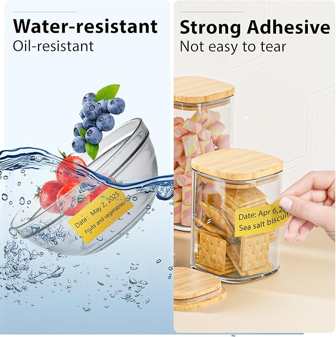 PALAIBEIQI 1x2 inch Blank Removable Freezer Labels Printable Rectangle Stickers 500PCS Water Oil Resistant with Perforation Line for Food Containers Jars Pantry Organization, Gold