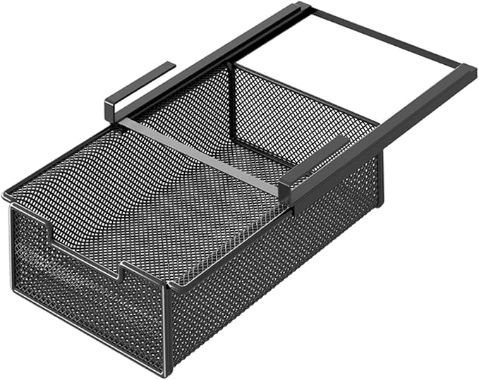 Wire Shelf Basket Organizer Hanging Pullout Drawer Basket Versatile Decor Sturdy Under Cabinet Hanging Drawer for Pantry Home, Black
