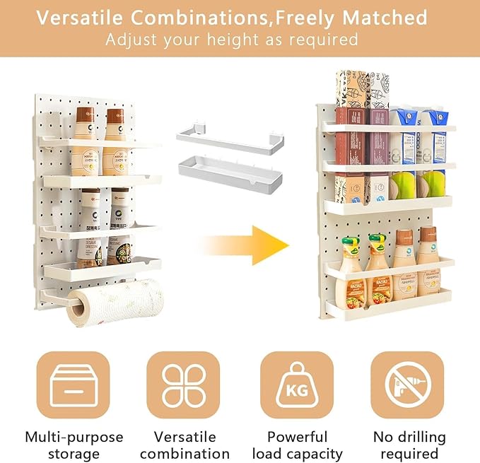 Spice Rack Organizer,Adhesive Shelf,No Drilling Kitchen Spice Holder and Organizer,Wall Mount Space-Saving Storage for Kitchen,Bathroom,Cabinets,Style1