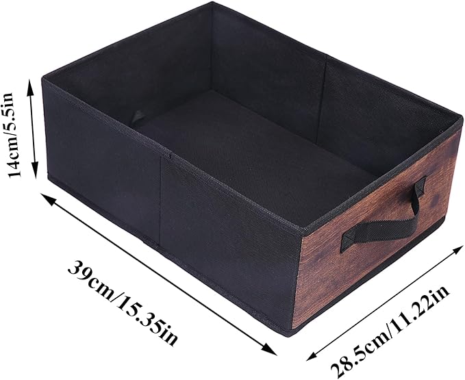 Decorative Storage Boxes for Organizing Clothes in a Dresser Collapsible Fabric Storage Bins Organizer Set with Handles for Bedding Clothes Toys Socks and More (Woodgrain)