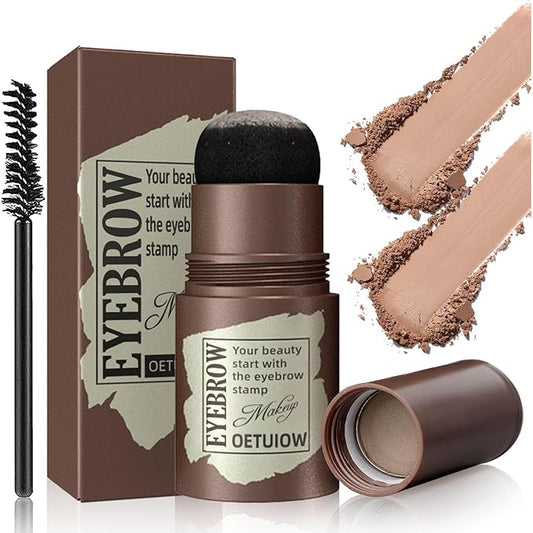 Eyebrow Stamp and Eyebrow Stencil Kit, Eye Brow Stencil Kit for Beginners 24 Reusable and Washable Eyebrow Kit, Brow Stencil and Stamp Kit Smudge-Proof & Long-lasting & Waterproof (Light Brown)
