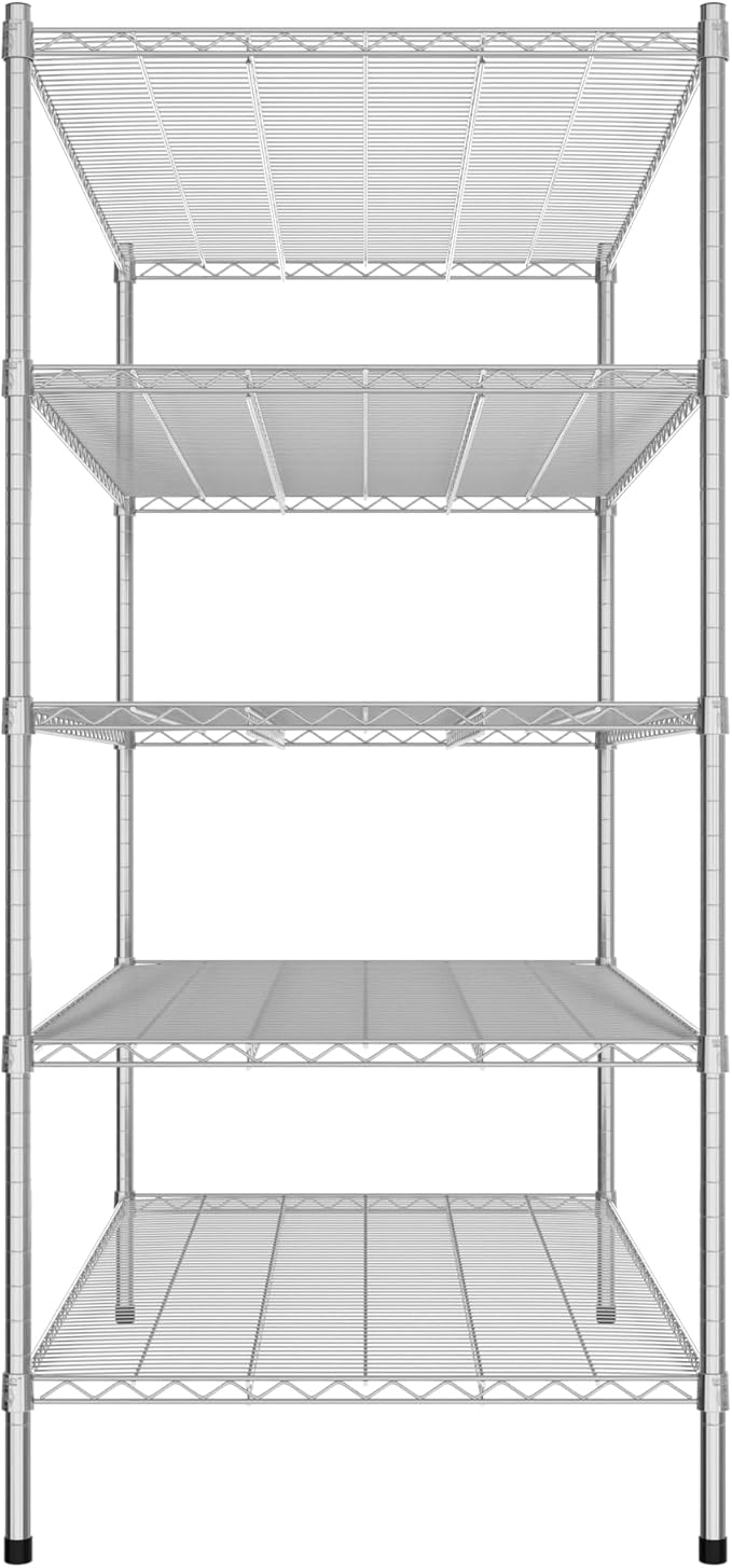 Commercial NSF Listed Chrome Stationary Wire Shelving Kit 30" x 54" x 64", with 5 Shelves Perfect for Warehouse, Walk-in Refrigerator, Freezer, Grocery Store, Restaurant, Dishroom