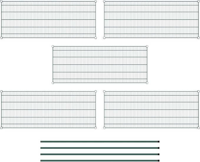 Commercial NSF Listed Green Epoxy Stationary Wire Shelving Kit 24" x 60" x 74", with 5 Shelves Perfect for Warehouse, Walk-in Refrigerator, Freezer, Grocery Store, Restaurant, Dishroom