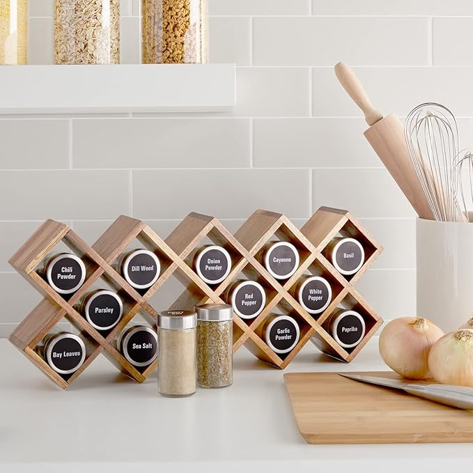Talented Kitchen Spice Labels Stickers - 144 Round 1.5-Inch Water-Resistant Vinyl - Preprinted Chalkboard-Style Labels for Glass Spice Jars & Seasoning Containers - Pantry Organization