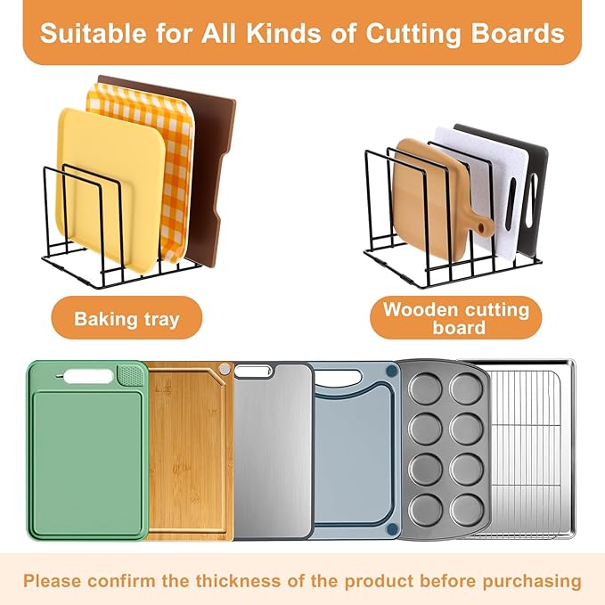 2-Pack Steel Cutting Board Organizer, Bakeware Organizer Rack, 5-Slot Baking Sheet Organizer Rack for Kitchen Storage, for Cutting Boards, Cookie Sheets, and Baking Pans, 8.7" x 7.4" x 6.3"