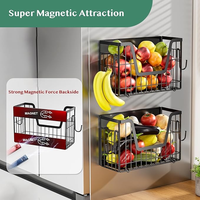 OSOVGO Magnetic Spice Rack for Refrigerator, Fridge Organizers and Storage, Pantry Organizers & Storage, Magnetic Shelf for Refrigerator, Laundry Room Organization, Magnetic Wall Shelf (White)