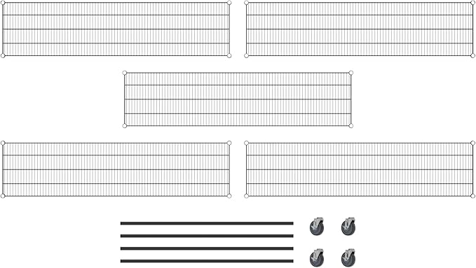 Commercial NSF Listed Black Epoxy Mobile Wire Shelving Kit 18" x 72" x 60", with 5 Shelves Perfect for Warehouse, Walk-in Refrigerator, Freezer, Grocery Store, Restaurant, Dishroom