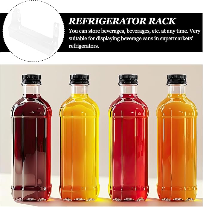 Homoyoyo Clear Acrylic Refrigerator Storage Shelf with Suction Cups-4-Can Capacity Spice Rack Organizer for Beverages Olive Oil Kitchen Essentials 14x7x27cm Transparent Space-Saving Fridge Accessory