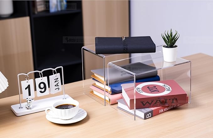 CLAY TONIC Durable 1-Pack Large Clear 5mm Thick Acrylic Display Risers for Kitchen Organizer and Storage,Display Food, Pantry Cabinet Shelf, Retail Display (1, 10.5x7x7 Inch)