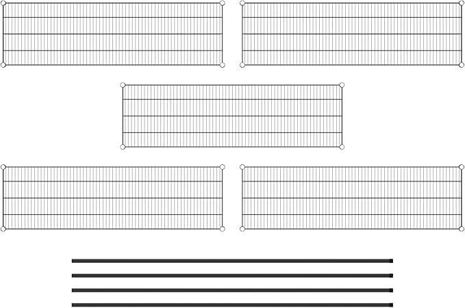 Commercial NSF Listed Black Epoxy Stationary Wire Shelving Kit 18" x 60" x 86", with 5 Shelves Perfect for Warehouse, Walk-in Refrigerator, Freezer, Grocery Store, Restaurant, Dishroom