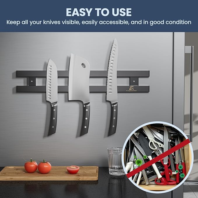 12 Inch Heavy-Duty Magnetic Knife Holder for Refrigerator, No Adhesive Tape or Screws Needed Knife Magnetic Strip for Strong Fridge Mount or Wall as Gifts for Women or Men