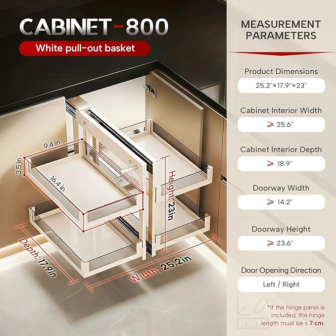 Blind Corner Cabinet Pull Out Organizer, Heavy-Duty Magic Corner Shelves with Soft Close, 2-Tier Full Extension Baskets for 13",14.1",15.3",16.9" Kitchen Cabinets, Left & Right Compatible