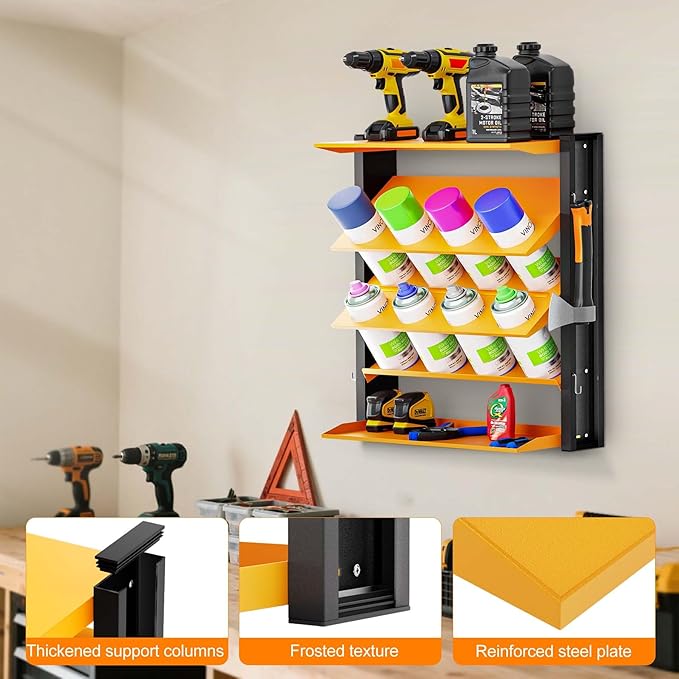 Heavy Duty Spray Can Rack, With 8 Can Holes Spray Paint Can Holder, Wall Mount Spray Can Holder for Garage, Home, Shop