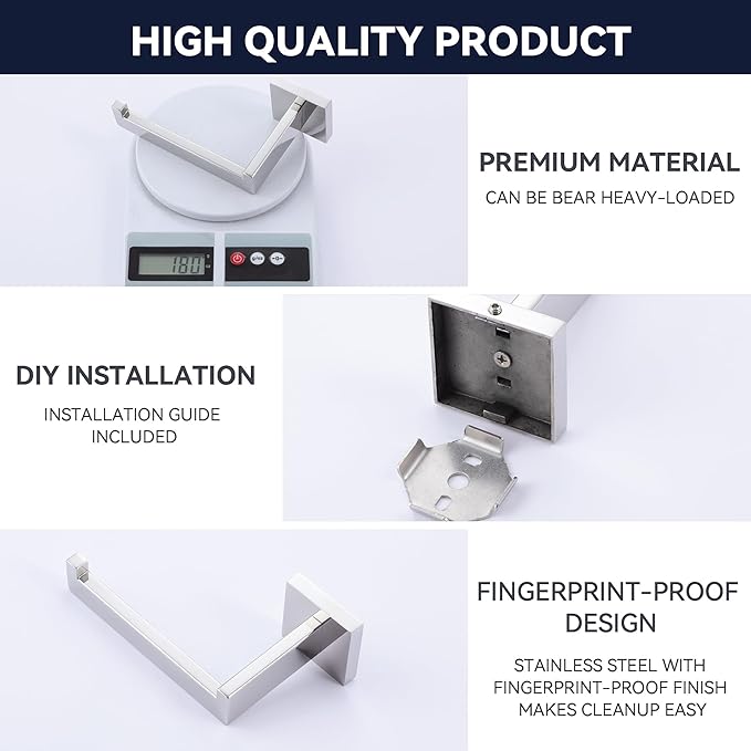 LANC Chrome Toilet Paper Holder, Bathroom Toilet Paper Roll Holder Wall Mount for Bathroom Lavatory, Modern Stainless Steel TP Holder Tissue Dispenser, Silver Polished Left, A8807CP-LF