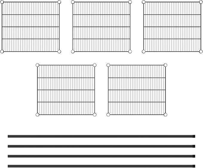 Commercial NSF Listed Black Epoxy Stationary Wire Shelving Kit 21" x 24" x 74", with 5 Shelves Perfect for Warehouse, Walk-in Refrigerator, Freezer, Grocery Store, Restaurant, Dishroom