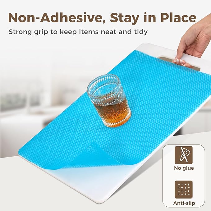 ALIUNI 100% EVA Shelf Liner for Kitchen Cabinet, 12" x 240" Drawer Liners Non Adhesive Non Slip Waterproof Plastic Paper, Dresser Pantry Bathroom Refrigerator Protector, Blue