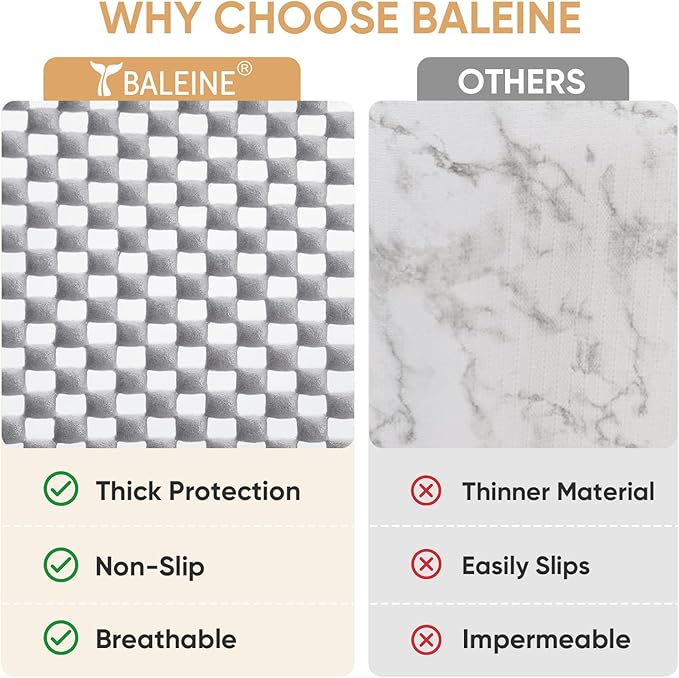 BALEINE Cabinet Liner, Drawer and Shelf Liner for Kitchen Cabinets Non-Adhesive, Non-Slip Protect Desks, Cupboard, Drawers, Shelves, Tableware (12 in x 30 Ft, Gray)