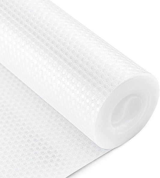 24 x 236.22 Inch Shelf Liners for Kitchen Cabinets Non Adhesive Drawer Liners, Non-Slip EVA Material Refrigerator Liners Waterproof & Oilproof Roll for Bathroom, Kitchen, Cupboard, Shelves -Clear