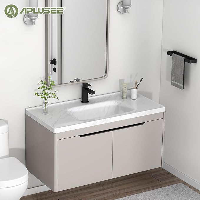 APLusee Matte Black Towel Bar, 304 Stainless Steel Towel Rack, Wall Mounted