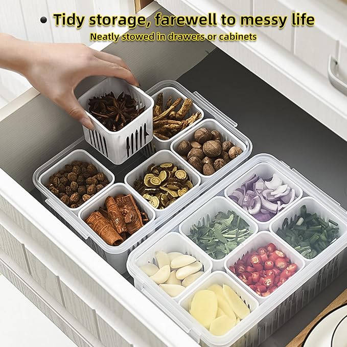 Jaugufiy Divided Veggie Tray with Lid Snackle Box Charcuterie Container Food Storage Containers with Airtight Lids，Refrigerator Food Prep Containers Food Storage Box Fruit Storage Organizer