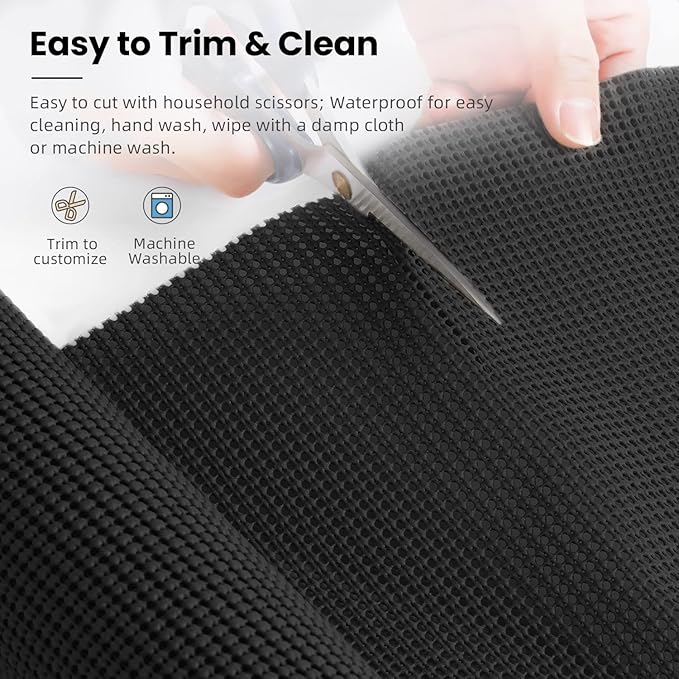 BAGAIL Drawer and Shelf Liner, 20 in X 20 Ft Non-Adhesive Shelf Liners for Kitchen Cabinets, Thick Strong Grip Liners for Desk, Shelves, Bathroom Drawers, Cabinet Protection - Black