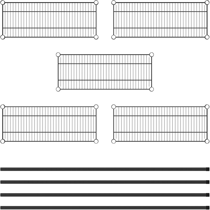 Commercial NSF Listed Black Epoxy Stationary Wire Shelving Kit 12" x 30" x 64", with 5 Shelves Perfect for Warehouse, Walk-in Refrigerator, Freezer, Grocery Store, Restaurant, Dishroom