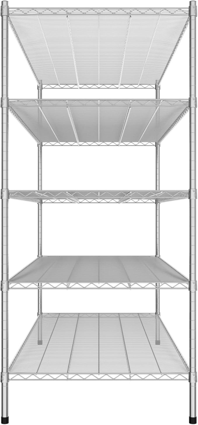 Commercial NSF Listed Chrome Stationary Wire Shelving Kit 30" x 72" x 64", with 5 Shelves Perfect for Warehouse, Walk-in Refrigerator, Freezer, Grocery Store, Restaurant, Dishroom