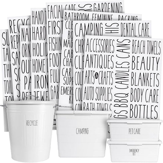 Talented Kitchen Storage Label Set - Clear Stickers for Home Organization - Garage Bin & Pantry Labeling - Waterproof Labels for Kitchen & Bathroom Organization - Pack of 138, 1" to 1.25" x 3", Black