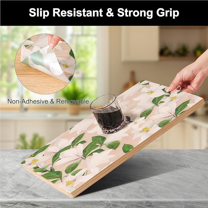 Cooyes Shelf Liner – Premium Non-Adhesive Cabinet & Drawer Liner for Kitchen – Waterproof Shelf Paper with Modern Pattern – Durable EVA Cabinet Mat – Easy to Cut （17.5" W x 78.7" L）