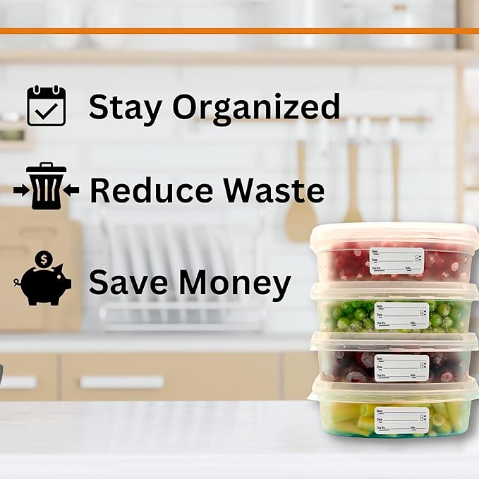 ATL Direct 2x1 Dissolvable Food Labels, 1000 Label Stickers, Bottle Labels for Storage Bins, Sticker Labels for Food containers, (1000, Black)